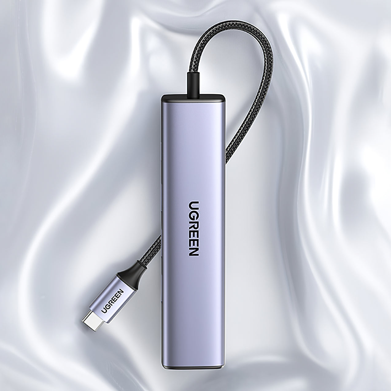 USB-C hub UGREEN CM475, 3 x USB-A 3.0 - 1 x RJ45, sivi
