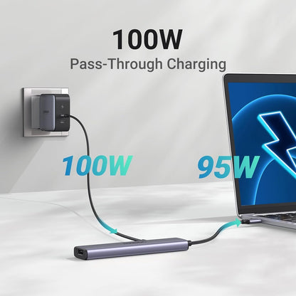 Hub USB-C UGREEN CM478, 1 x USB-A 3.0 - 2 x USB-A - 1 x USB-C - 1 x HDMI, Sivi