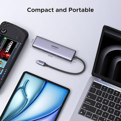 USB-C Hub UGREEN CM498 (15375), 2 x USB-A - 3 x USB-C - 1 x HDMI - 1 x RJ45 - 1 x SD - 1 x microSD, Siva