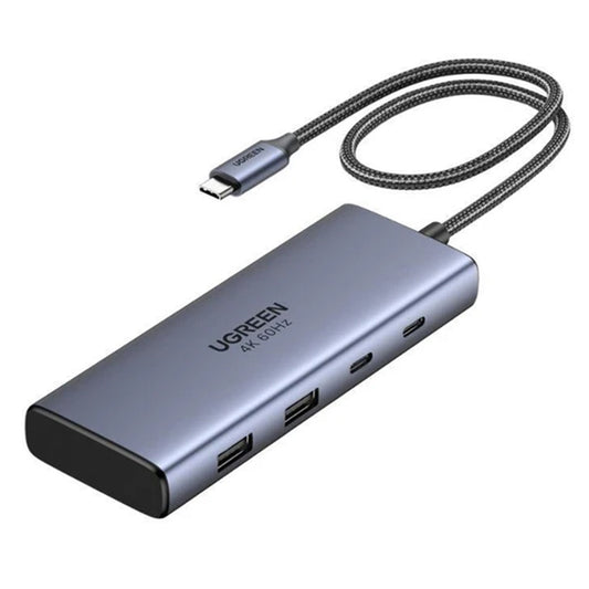 Hub USB-C UGREEN CM498 (45379), 2 x USB-A 3.2 - 3 x USB-C - 2 x HDMI, Sivi