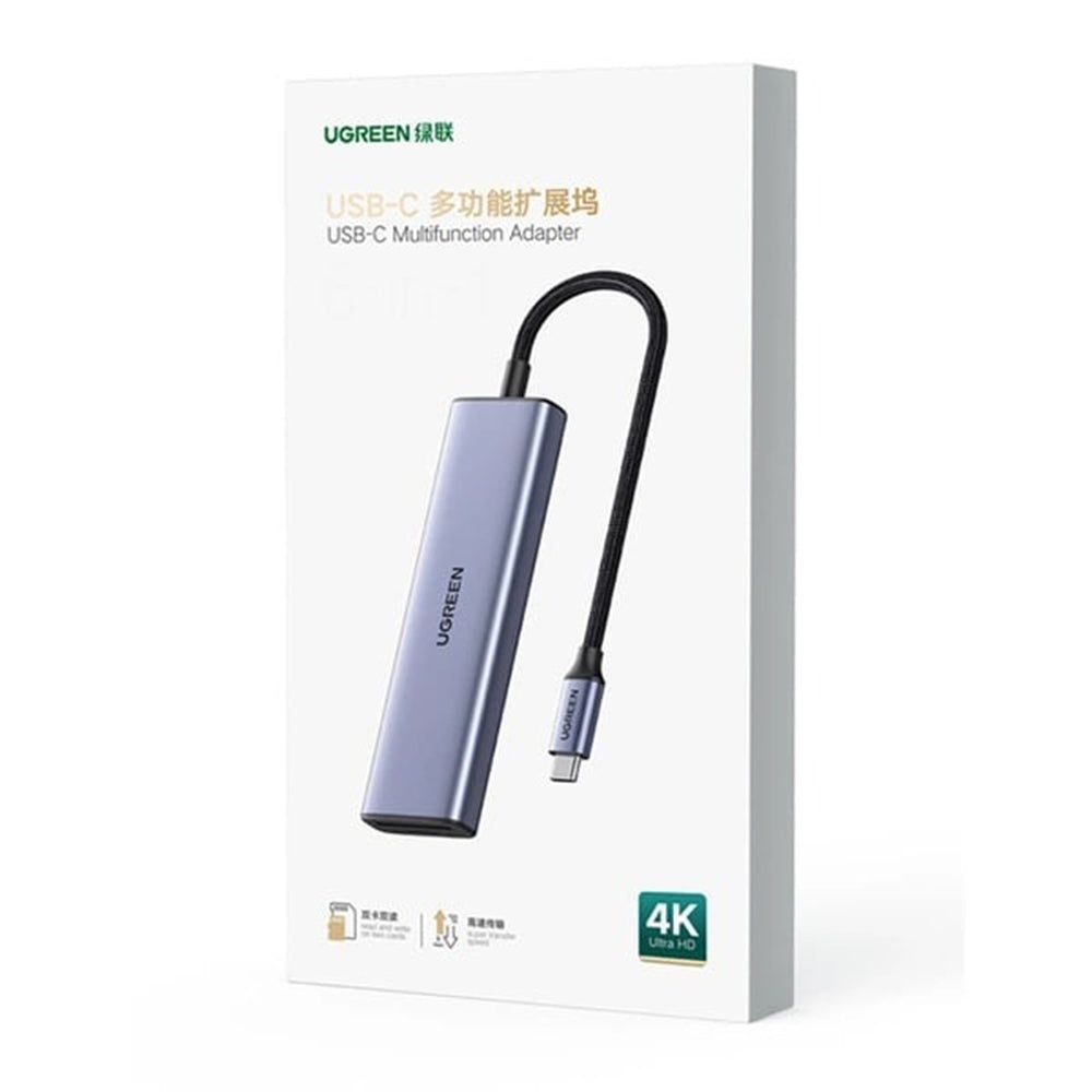 Hub USB-C UGREEN CM511 (20956A), 3 x USB-A 3.0 - 1 x HDMI - 1 x SD - 1 x microSD, Sivi