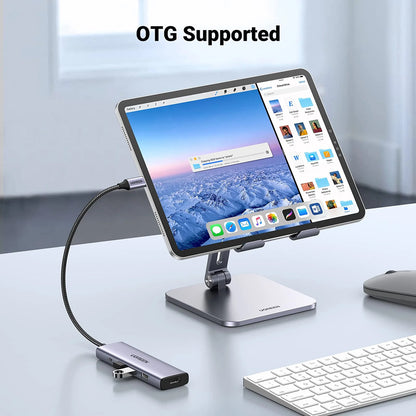 Hub USB-C UGREEN CM511 (15596), 3 x USB-A 3.0 - 1 x USB-C - 1 x HDMI, Sivi