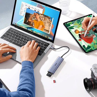 Hub USB-C UGREEN CM511 (20956A), 3 x USB-A 3.0 - 1 x HDMI - 1 x SD - 1 x microSD, Sivi