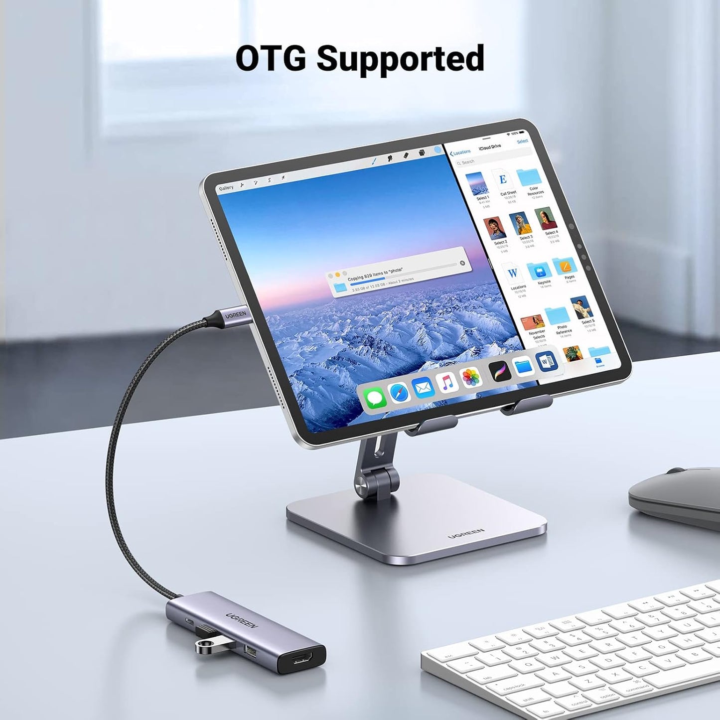 Hub USB-C UGREEN CM511, 3 x USB-A 3.0 - 1 x USB-C - 1 x HDMI, Sivi