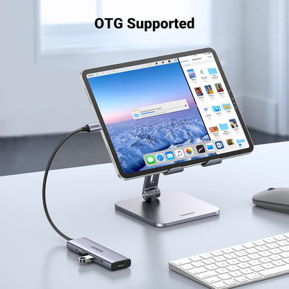 Hub USB-C UGREEN CM511, 3 x USB-A 3.0 - 1 x USB-C - 1 x HDMI, Sivi