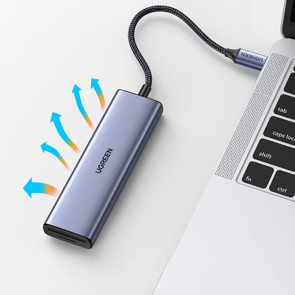 Hub USB-C UGREEN CM511 (20956A), 3 x USB-A 3.0 - 1 x HDMI - 1 x SD - 1 x microSD, Sivi