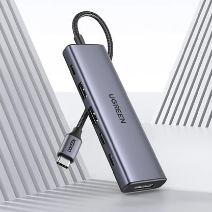 Hub USB-C UGREEN CM511 (75586), 6u1, Sivi