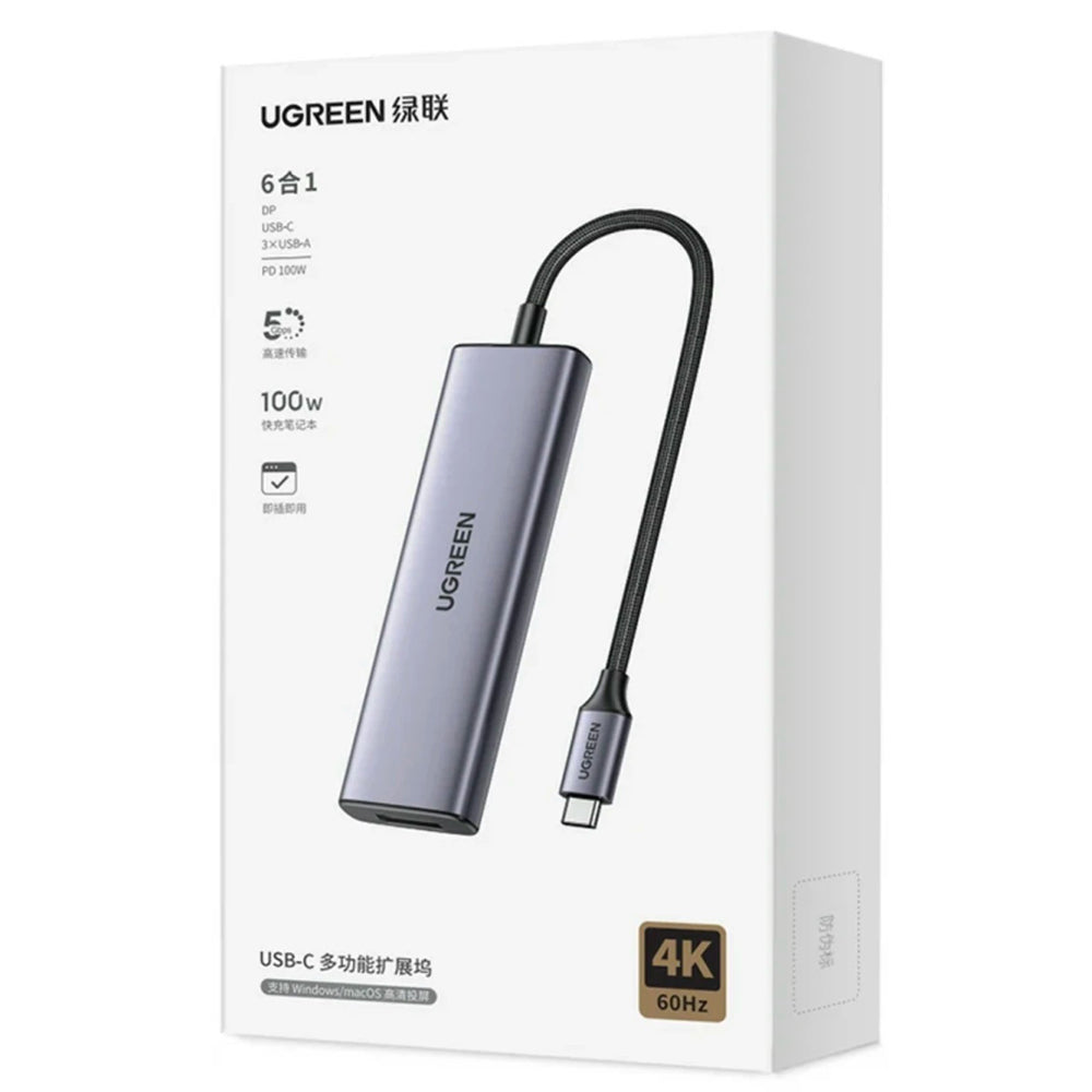Hub USB-C UGREEN CM511 (75642), 6u1, Sivi