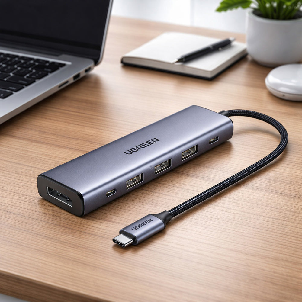 Hub USB-C UGREEN CM511 (75642), 6u1, Sivi