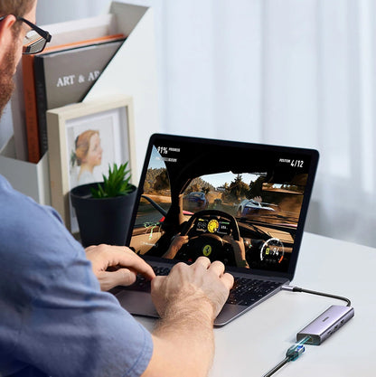 Hub USB-C UGREEN CM512, 2 x USB-A 3.0 - 1 x USB-C - 1 x HDMI - 1 x SD - 1 x microSD - RJ45, Sivi