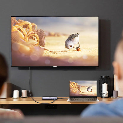 Hub USB-C UGREEN CM512, 2 x USB-A 3.0 - 1 x USB-C - 1 x HDMI - 1 x SD - 1 x microSD - RJ45, Sivi