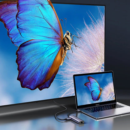 Hub USB-C UGREEN CM512, 2 x USB-A 3.0 - 1 x USB-C - 1 x HDMI - 1 x SD - 1 x microSD - RJ45, Sivi