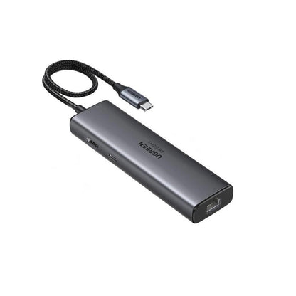 Hub USB-C UGREEN CM512 (45000), 2 x USB-A 3.2 - 2 x USB-C - 1 X HDMI - 1 x RJ45, Sivi