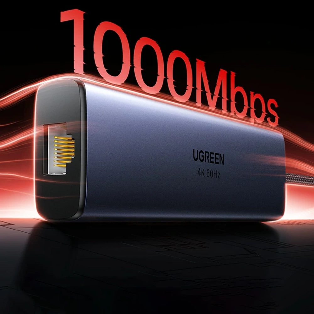 Hub USB-C UGREEN CM512 (75643), 6u1, Sivi