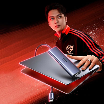 Hub USB-C UGREEN CM512 (75643), 6u1, Sivi