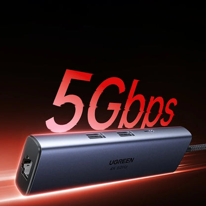 Hub USB-C UGREEN CM512 (75643), 6u1, Sivi