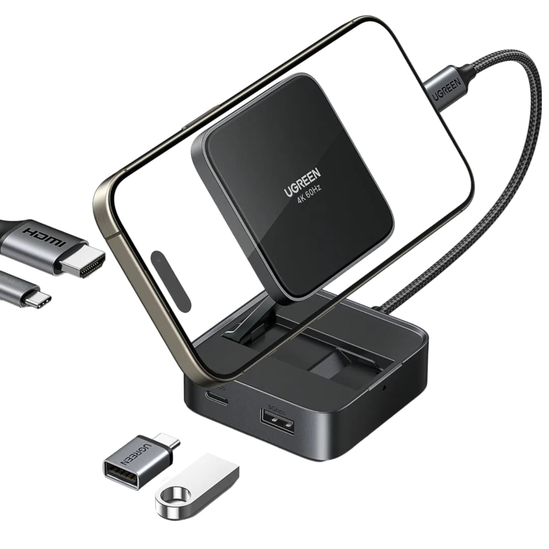 Hub USB-C UGREEN CM801, 1 x USB-A 3.0 - 2 x USB-C - 1 x HDMI, Sivi