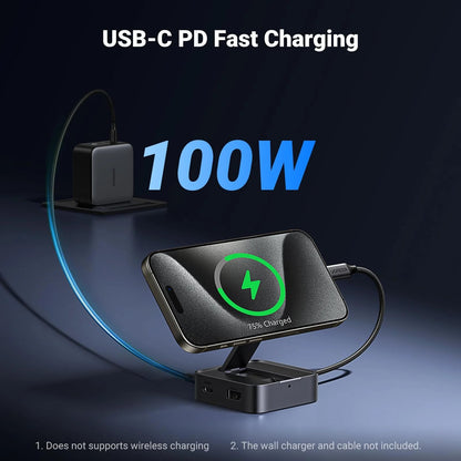 Hub USB-C UGREEN CM801, 1 x USB-A 3.0 - 2 x USB-C - 1 x HDMI, Sivi