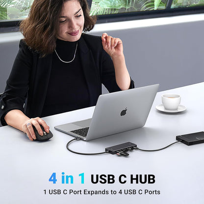 Hub USB-C UGREEN CM806, 4 x USB-C, 0,5 m, Crni