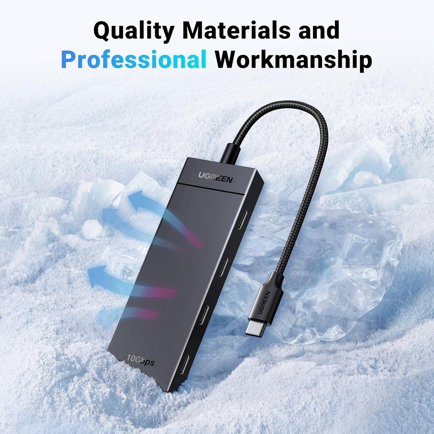 Hub USB-C UGREEN CM806, 4 x USB-C, 0,5 m, Crni