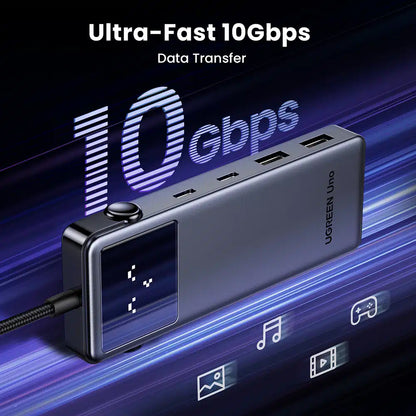 Hub USB-C UGREEN CM888 Uno, 2 x USB-A 3.2 - 3 x USB-C - 1 x HDMI, Sivi