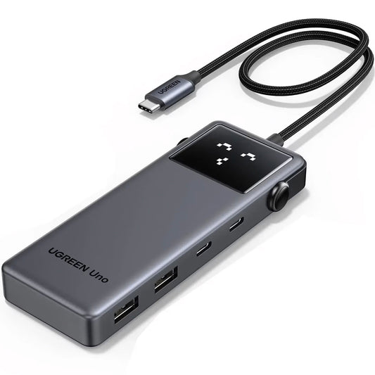 Hub USB-C UGREEN CM888 Uno, 2 x USB-A 3.2 - 3 x USB-C - 1 x HDMI, Sivi