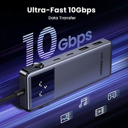 Hub USB-C UGREEN Uno (75177), 2 x USB-A 3.2 - 3 x USB-C - 1 x HDMI, Siva