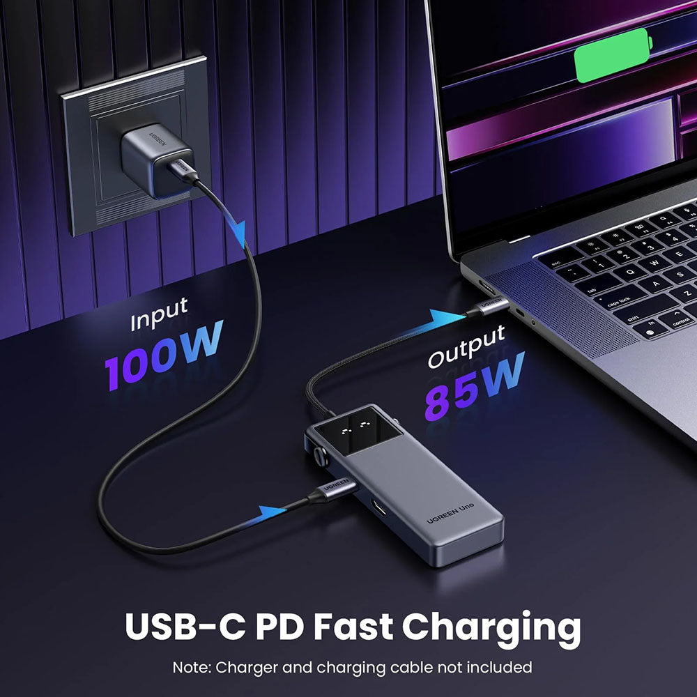 Hub USB-C UGREEN Uno (75177), 2 x USB-A 3.2 - 3 x USB-C - 1 x HDMI, Siva