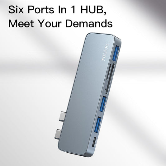 USB-C Hub Yesido HB10 za Apple MacBook Pro / Air, 6u1, Sivi