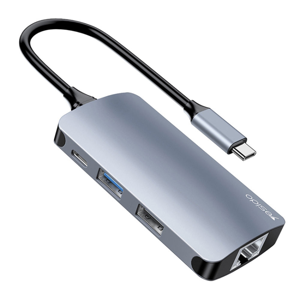 Hub USB-C Yesido HB15, 6u1, Sivi