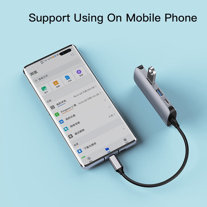 Hub USB-C Yesido HB15, 6u1, Sivi