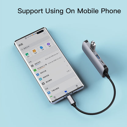 Hub USB-C Yesido HB15, 6u1, Sivi