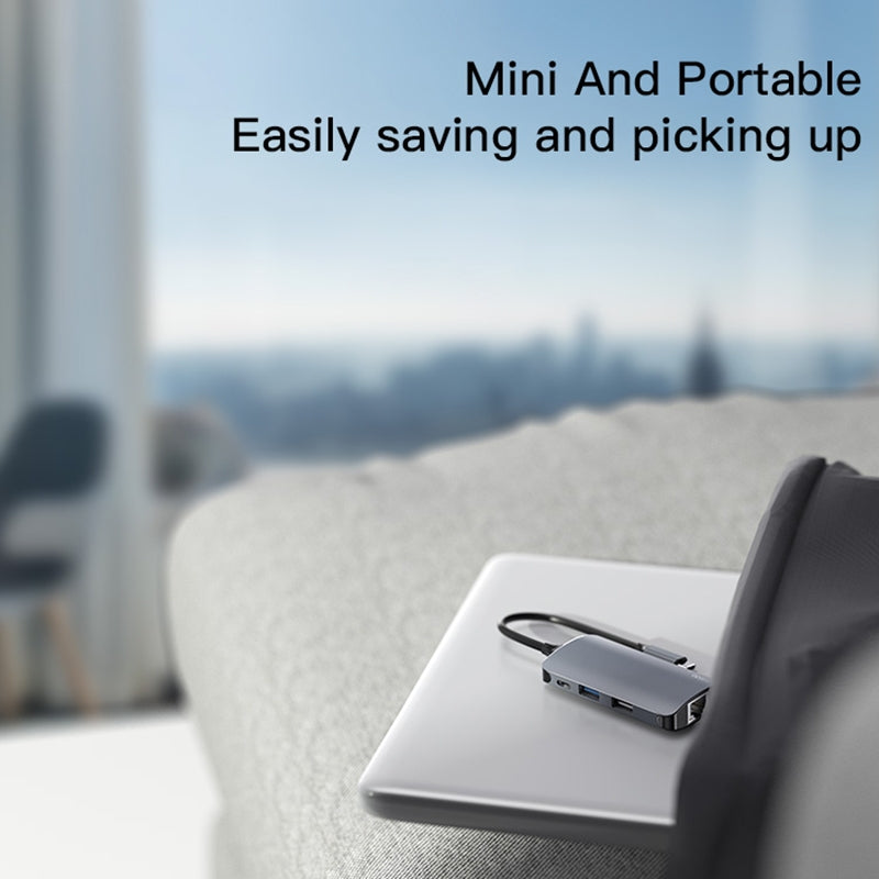 Hub USB-C Yesido HB15, 6u1, Sivi