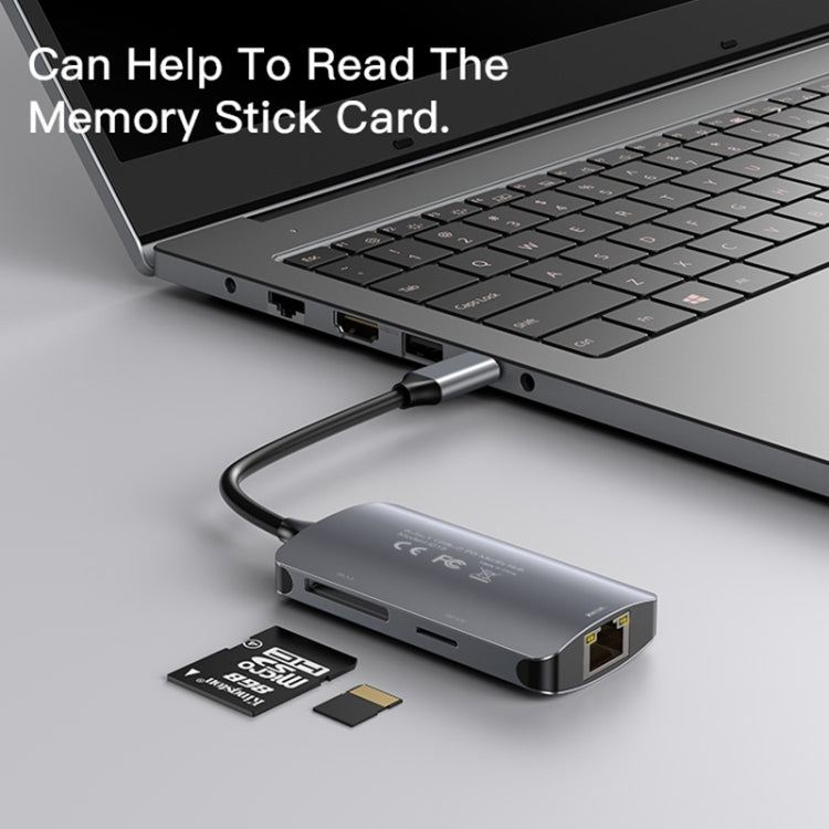 Hub USB-C Yesido HB15, 6u1, Sivi