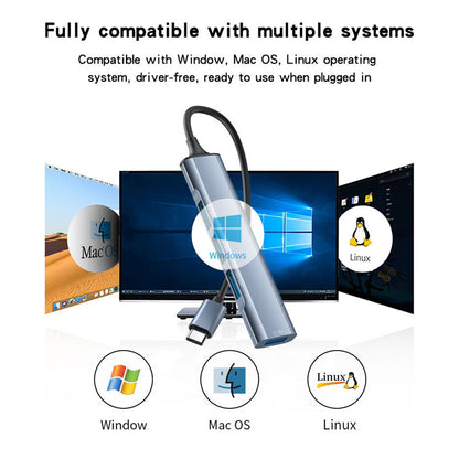 Hub USB-C Yesido HB17, 4u1, Sivi