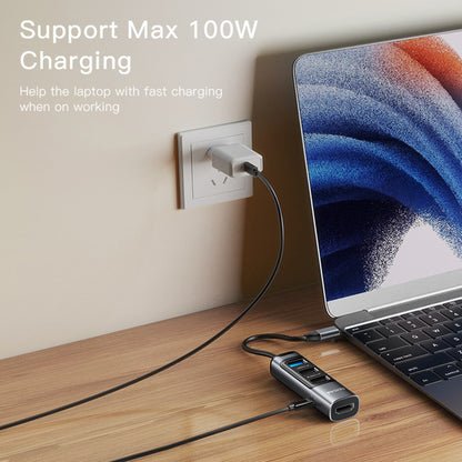 Hub USB-C Yesido HB22, 5u1, Sivi