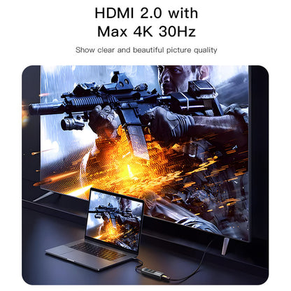 Hub USB-C Yesido HB22, 5u1, Sivi