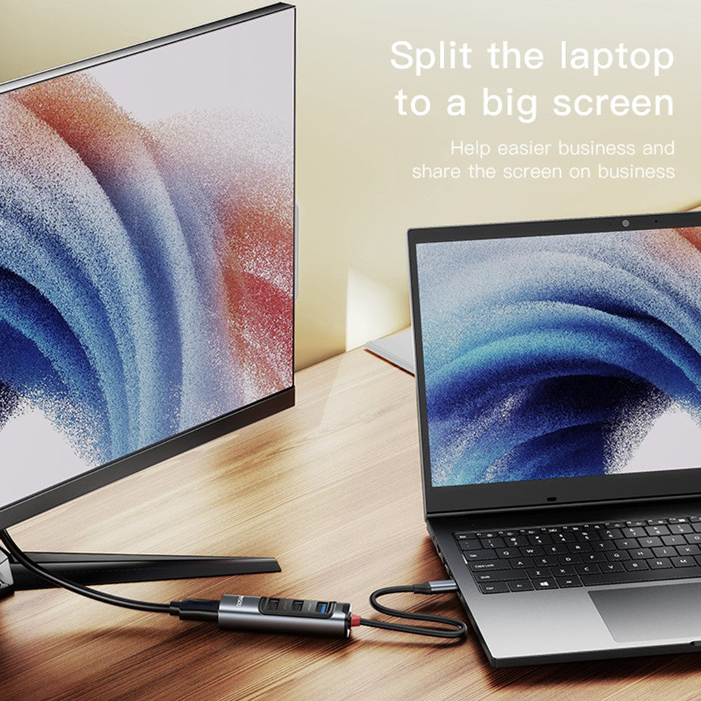 Hub USB-C Yesido HB22, 5u1, Sivi