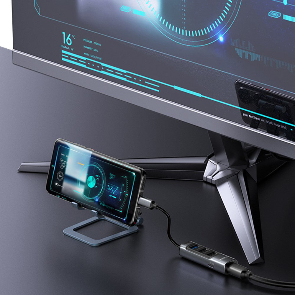 Hub USB-C Yesido HB24, 5u1, Sivi