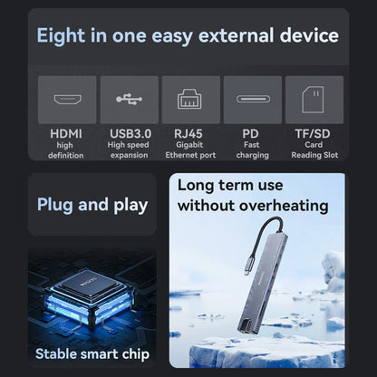 Hub USB-C Yesido HB27, 8u1, Sivi