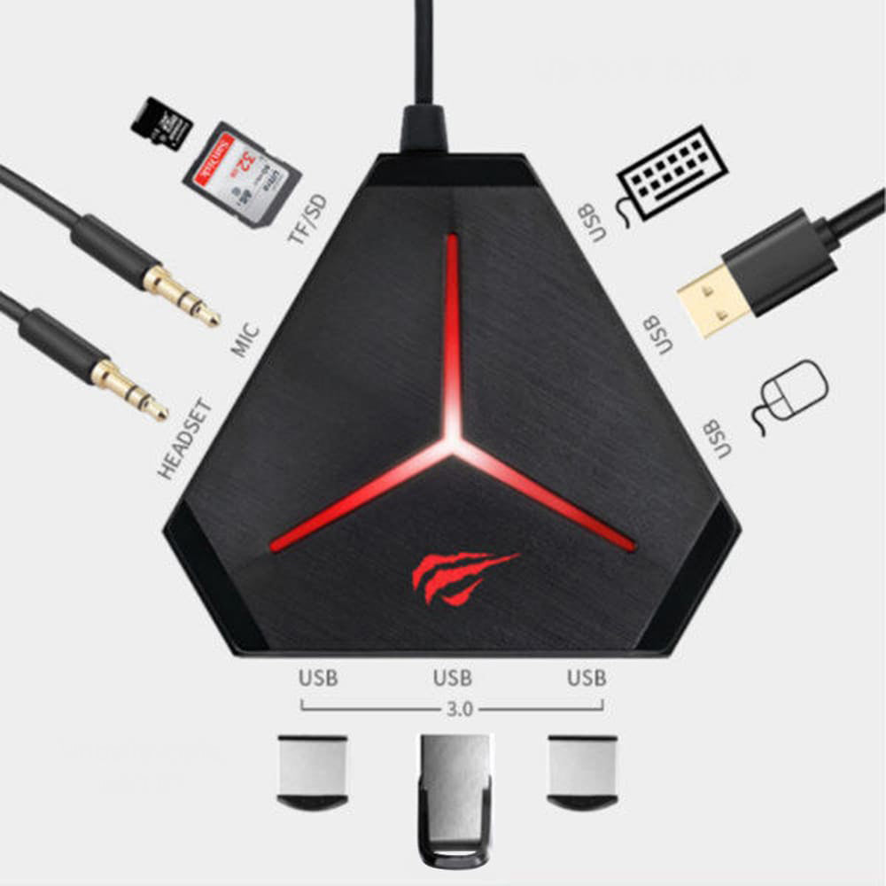 Hub USB HAVIT H95, 10u1, Crni