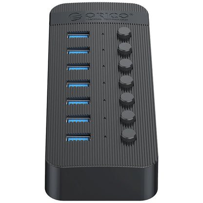 Hub USB Orico CT2U3-7AB, 7 x USB-A 3.0, Crni