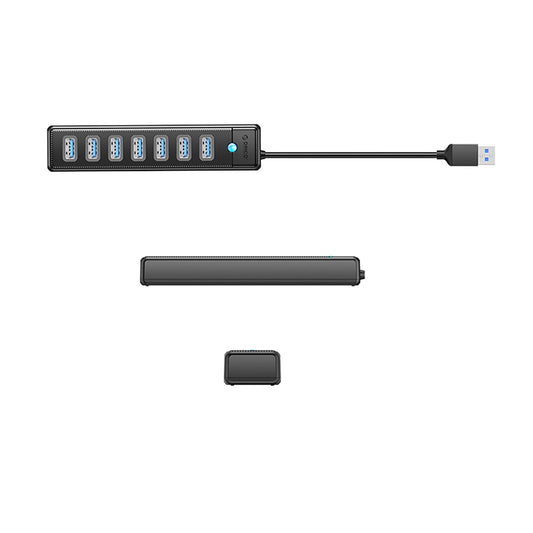 USB hub Orico PW7U-U3, 7 x USB-A 3.0 - 1 x USB-C, Crni