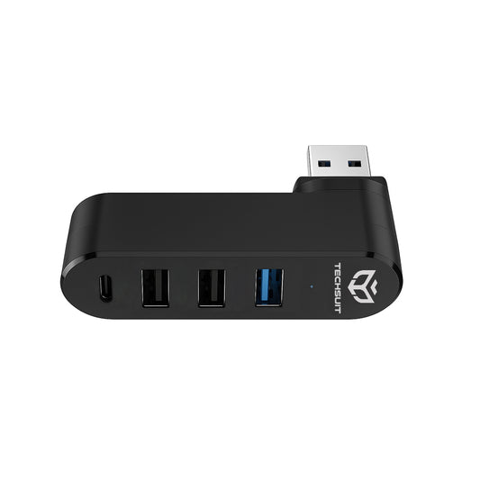 USB Hub Techsuit H17 SplitterNode, 4u1, Crni