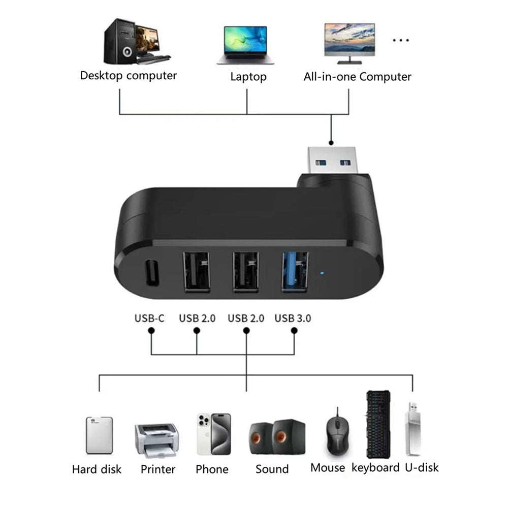 USB Hub Techsuit H17 SplitterNode, 4u1, Crni