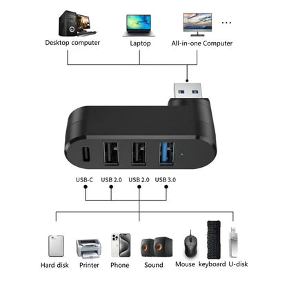 USB Hub Techsuit H17 SplitterNode, 4u1, Crni