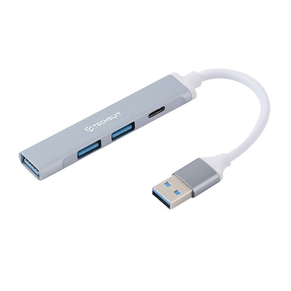 USB Hub Techsuit H19 PolarisBridge, 4u1, Sivo Bijeli