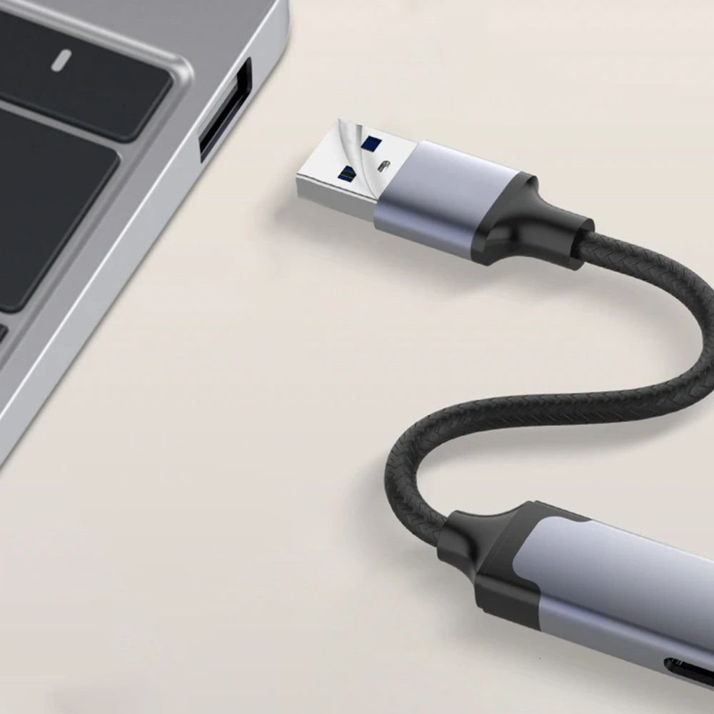 USB Hub Techsuit H19 PolarisBridge, 4u1, Sivo Bijeli