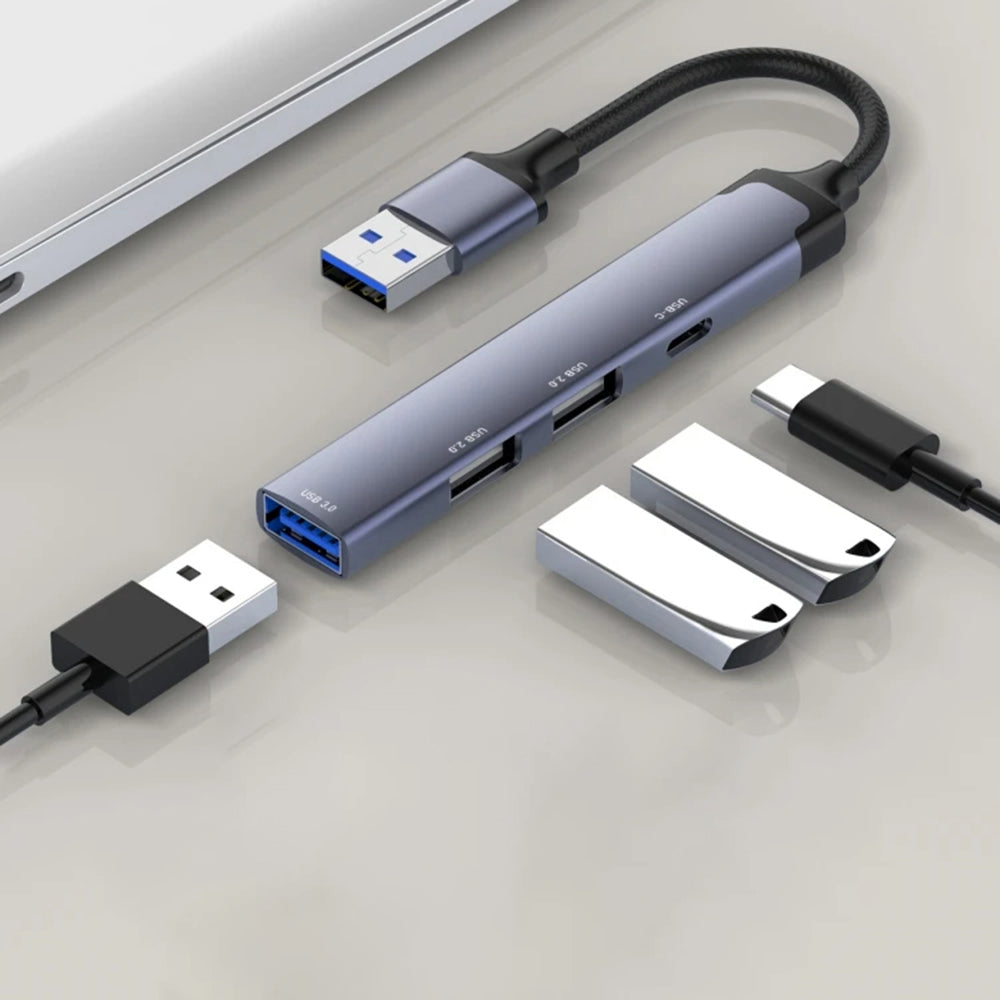 USB Hub Techsuit H19 PolarisBridge, 4u1, Sivo Bijeli