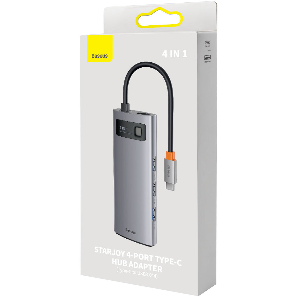 Hub USB-C Baseus Metal Gleam, 4 x USB-A 3.0, Sivi WKWG070013